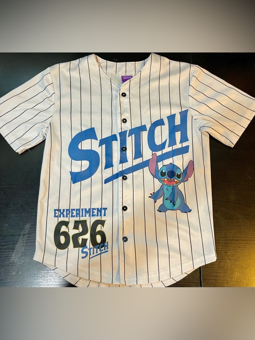 Disney Stitch Childrens' White Pinstripe Baseball Jersey
